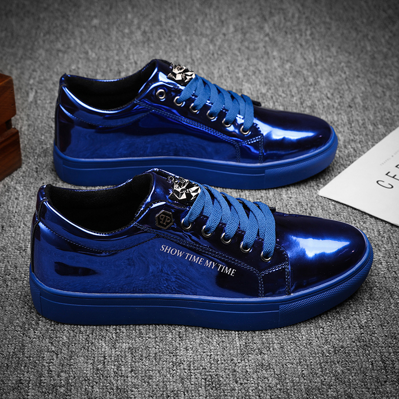 Luxury Lifestyle Us - Luxury Men Casual Sneakers Blue Shiny