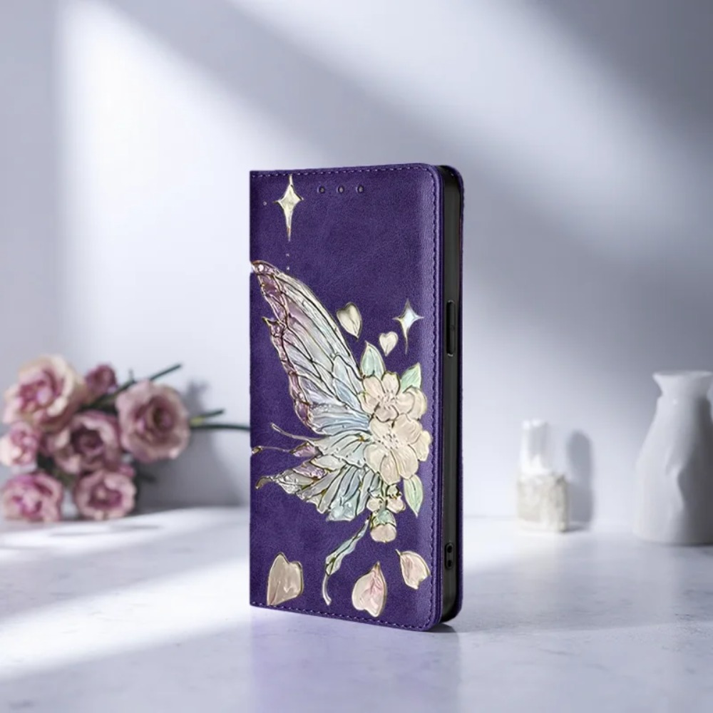 Samsung Galaxy S24 - Painted Magnetic Flip Leather Wallet Case