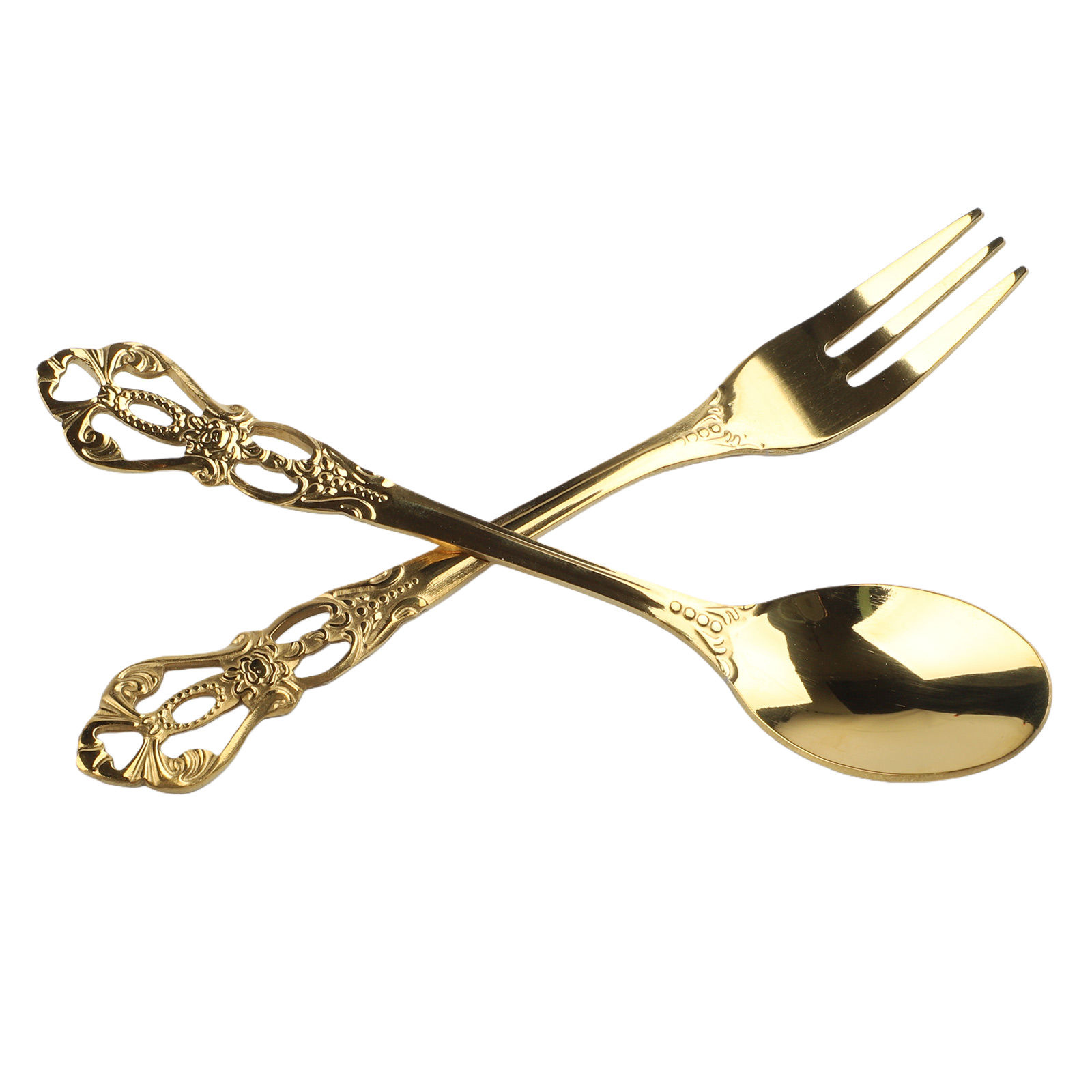 1 Pair Vintage Gold Spoon Fork - Gold Plated Cutlery review and price