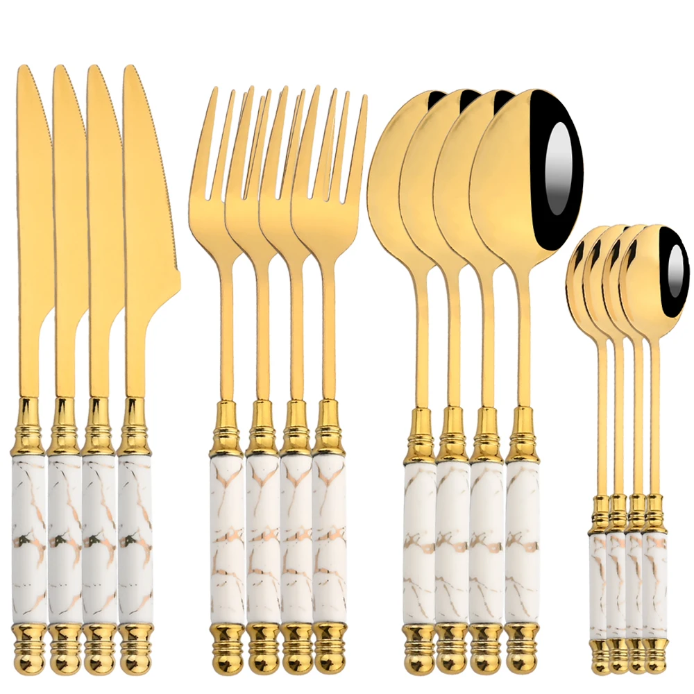 16Pcs Tableware Set Cutlery Se - Gold Plated Cutlery review and price