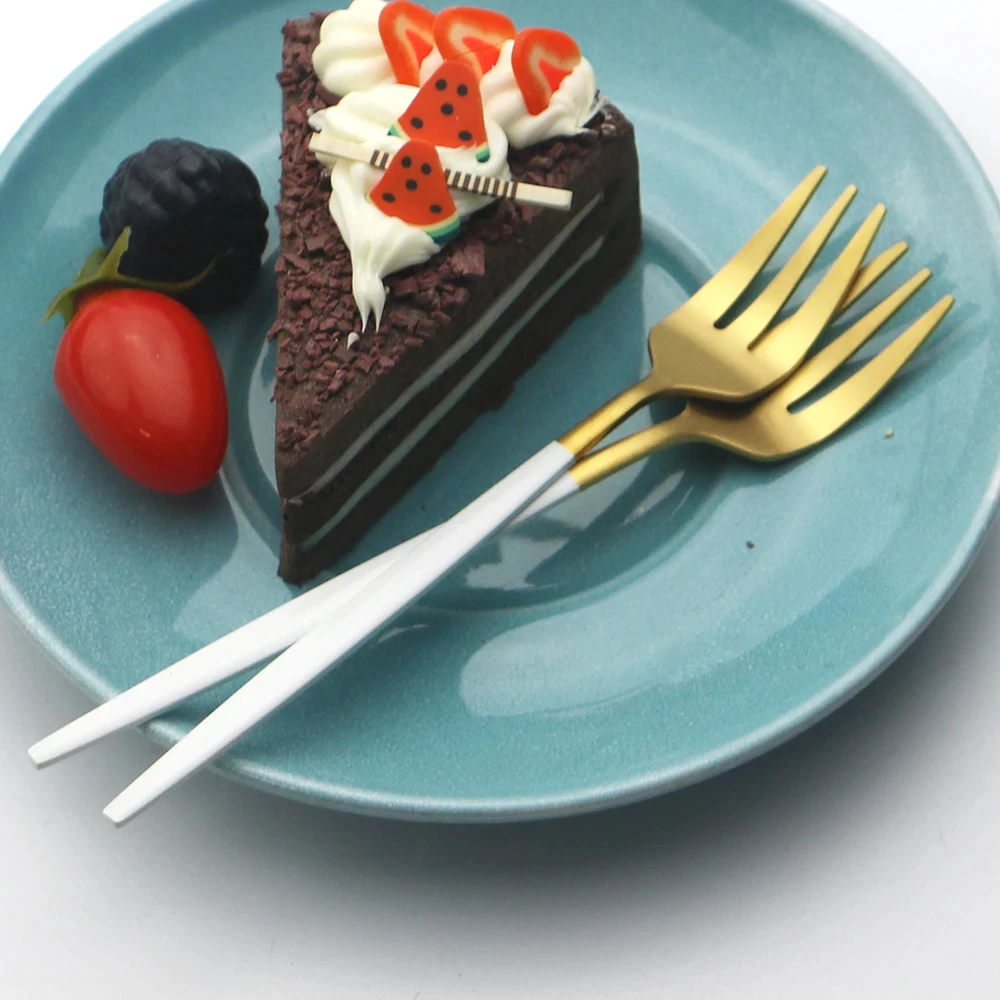 6Pcs Stainless Steel Matte Cak - Gold Plated Cutlery review and price