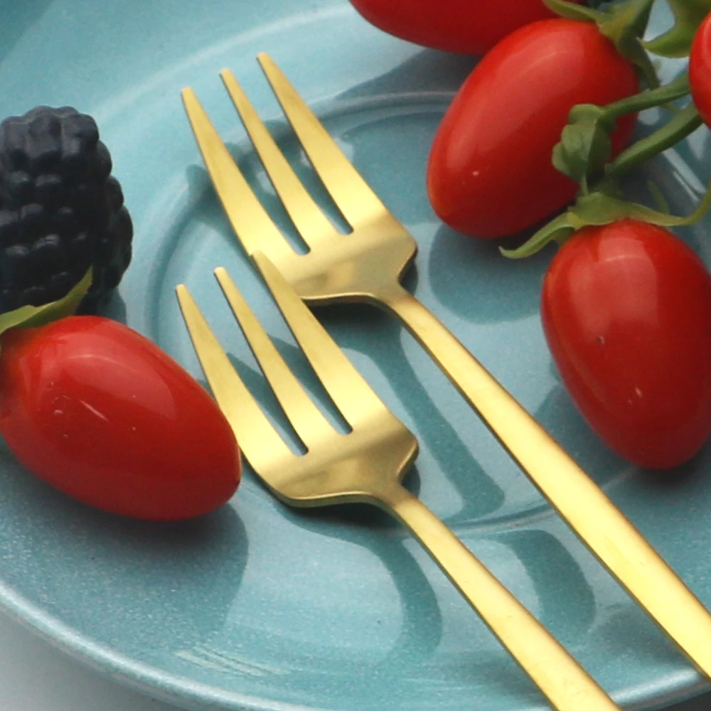 6Pcs Stainless Steel Matte Cak - Gold Plated Cutlery review and price