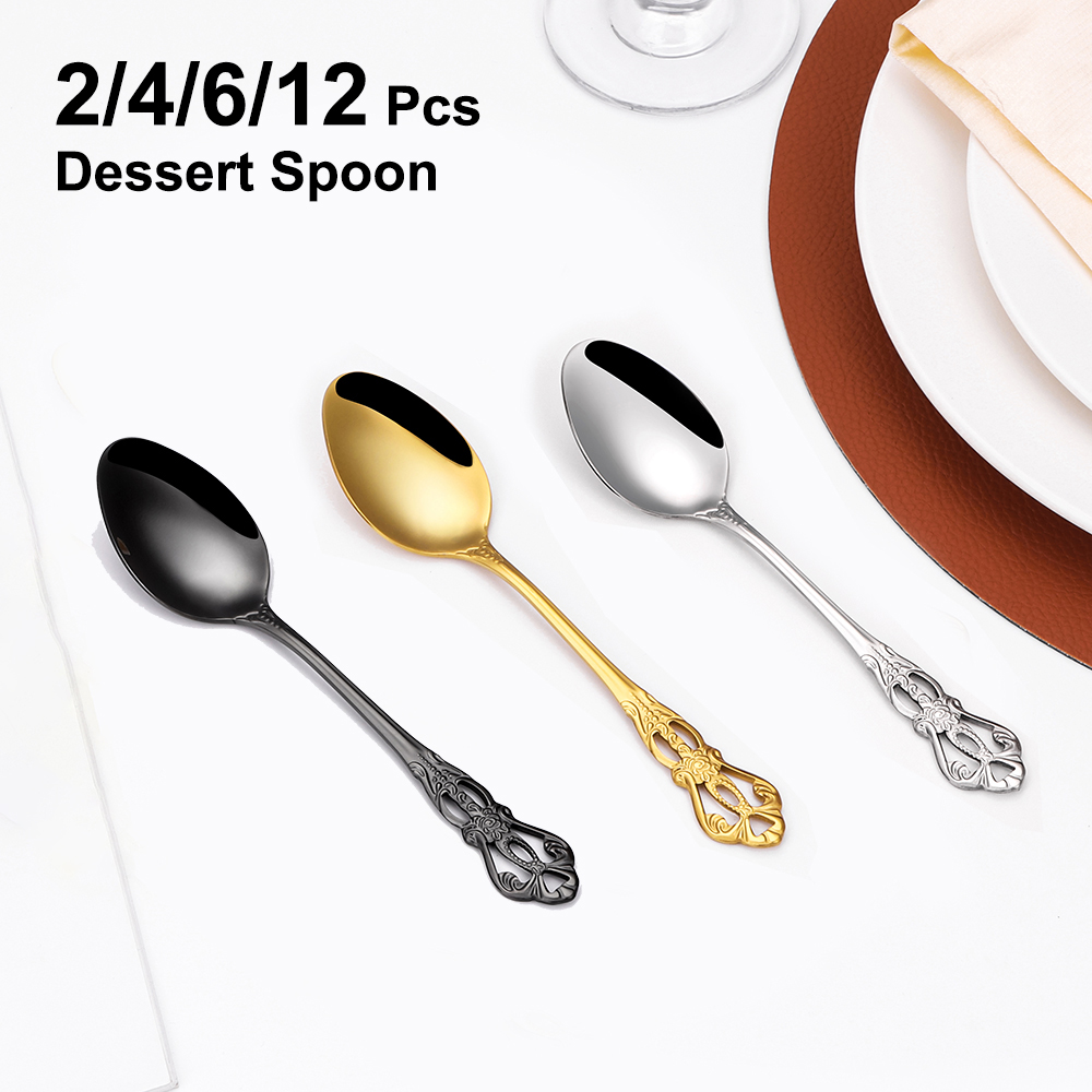 2/4/6/12pcs Gold Dessert Spoon - Gold Plated Cutlery review and price